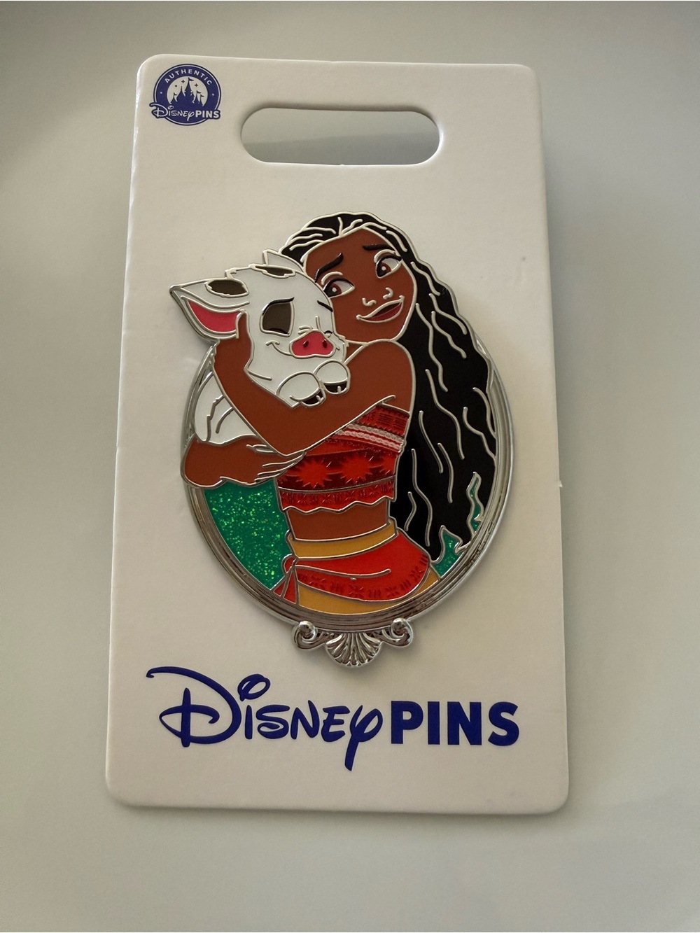 Disney Moana & Pua Glitter Enamel Pin — Red, Green, Black